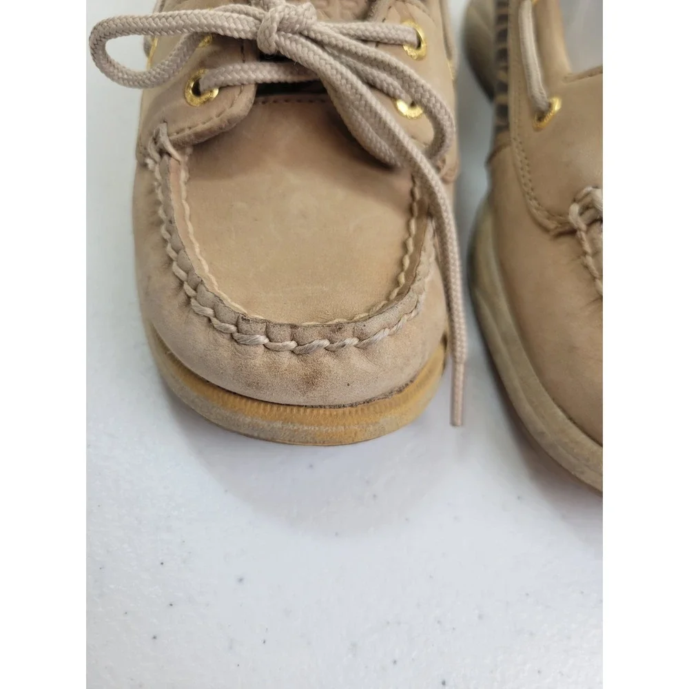 Sperry Top-Sider Boat Shoes Zebra Print Leather Nautical Preppy Tan Brown 6.5 M